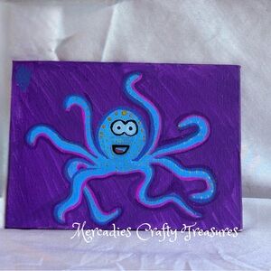 Purple and Blue Octopus Canvas Art by
